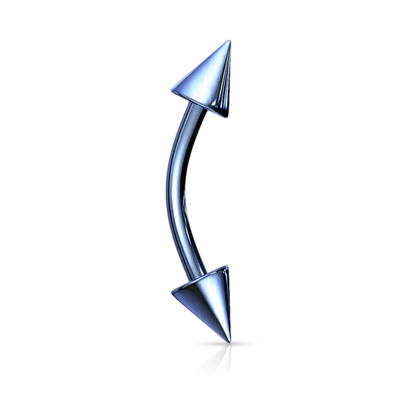 Titanium IP Spike Eyebrow Bar Dark Blue