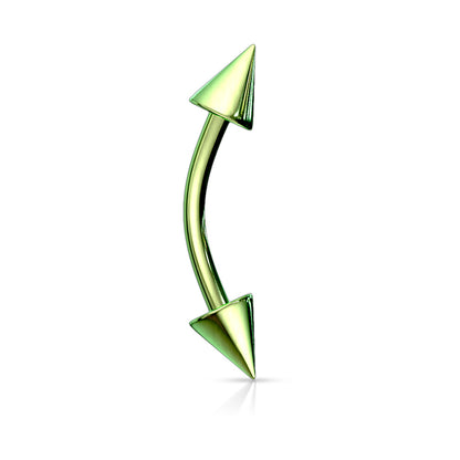 Titanium IP Spike Eyebrow Bar Green
