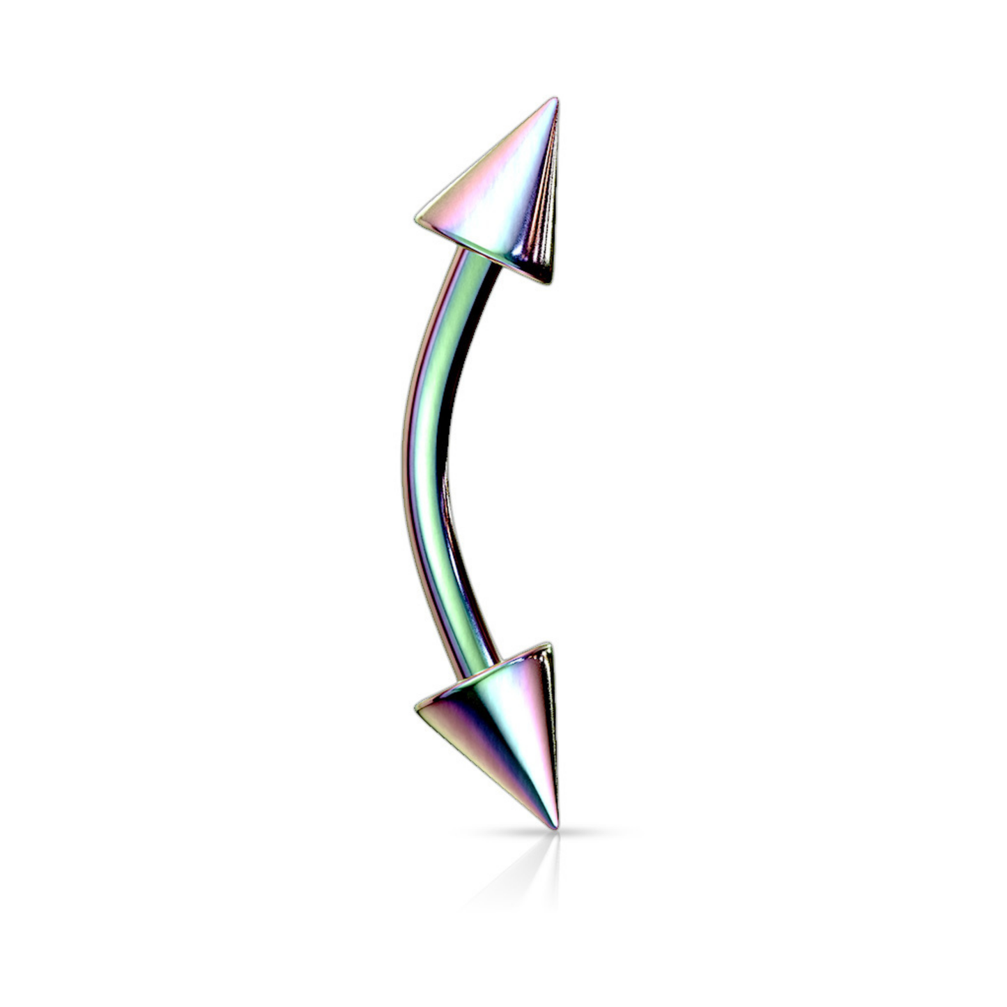 Titanium IP Spike Eyebrow Bar Rainbow