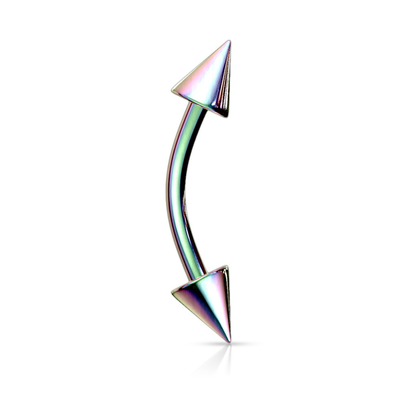 Titanium IP Spike Eyebrow Bar Rainbow