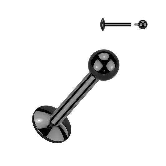 Titanium Internally Threaded Black Flat Back Stud with Ball