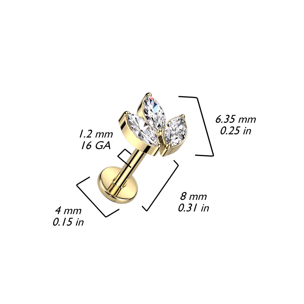 Titanium Marquise Gem Flat Back Stud