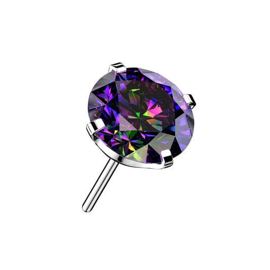 Titanium Medium Vitrail Round Prong Set Gem Threadless Top