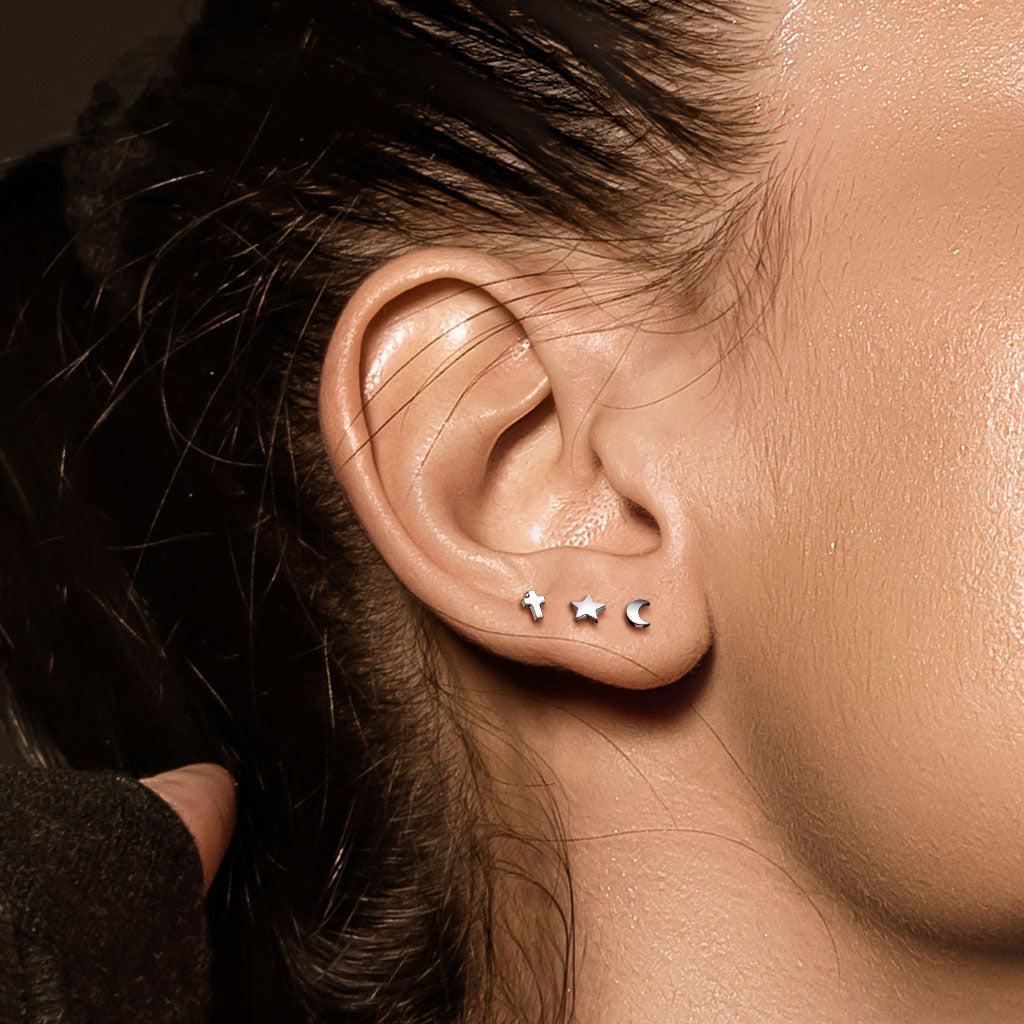 Titanium Micro Star Flat Back Stud 16g