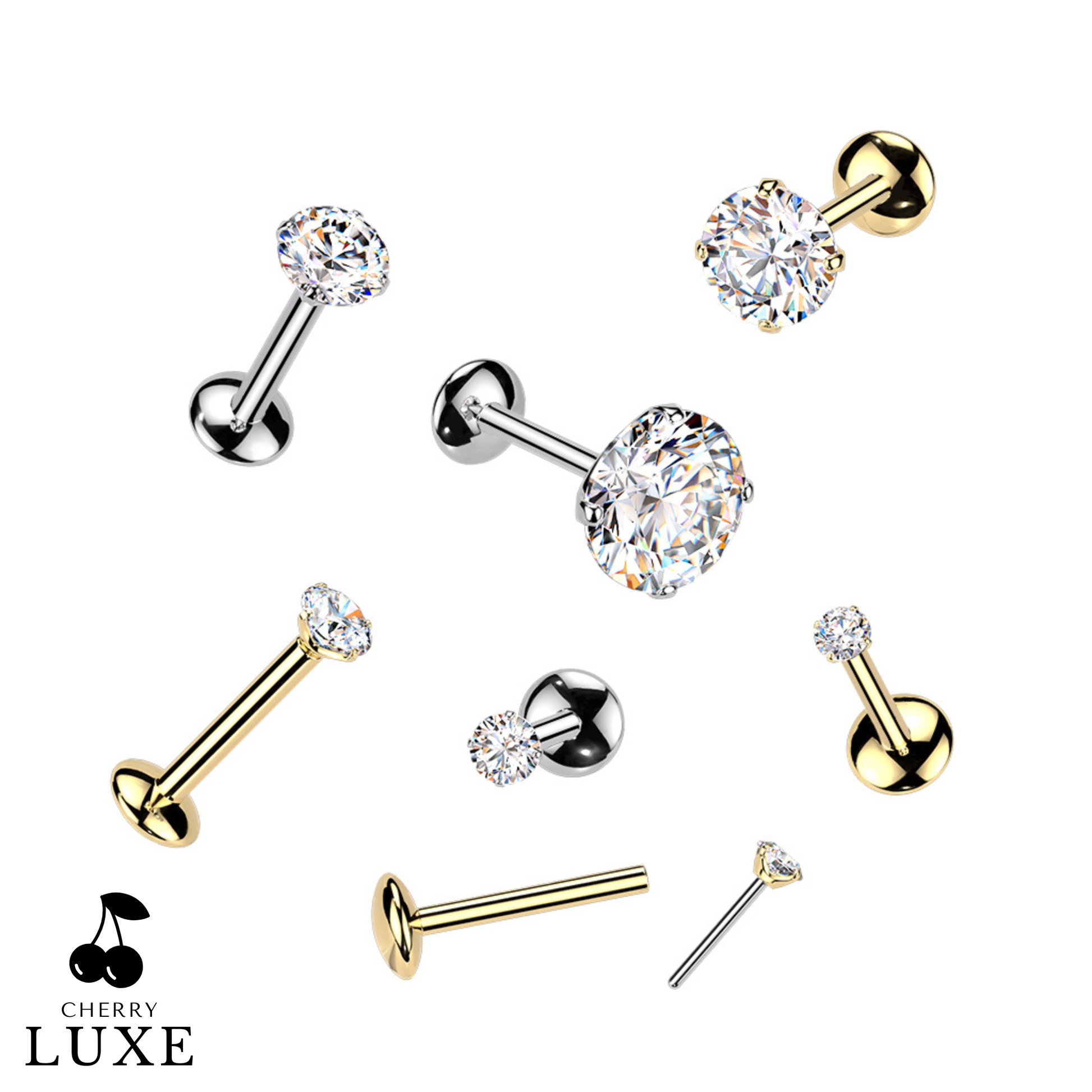 Titanium Moissanite Gem Flat Back Stud