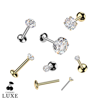 Titanium Moissanite Gem Flat Back Stud