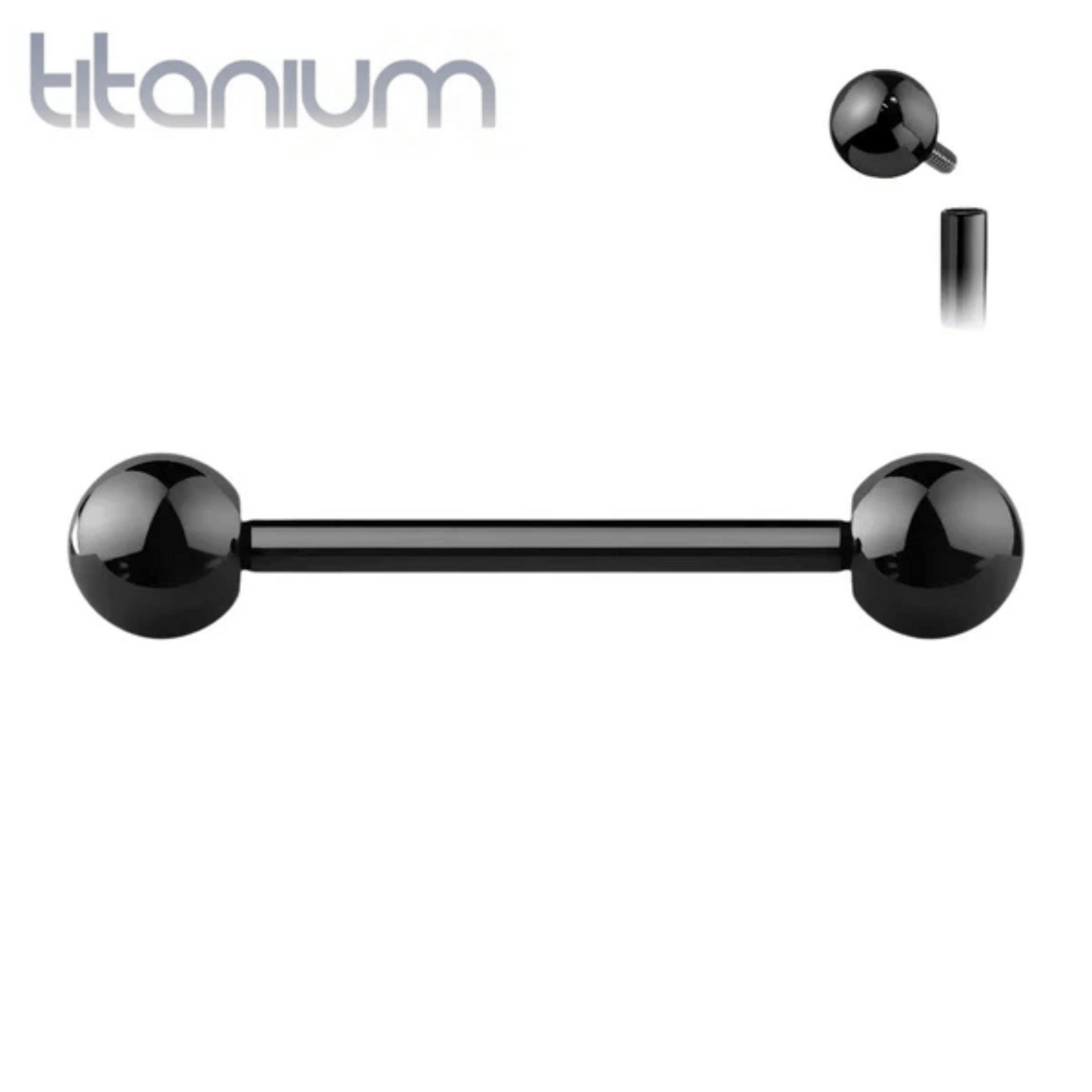 Implant Grade Titanium PVD Colour Straight Internally Threaded Barbell Black