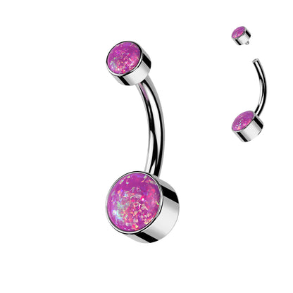 Titanium Pink Opal Gem Belly Button Bar 14g