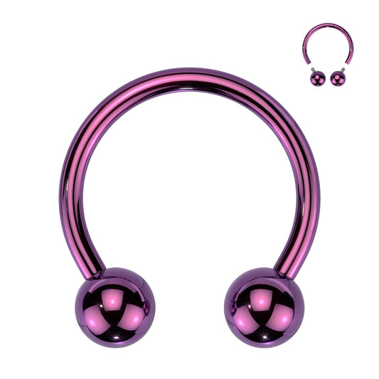 Titanium Purple Circular Internally Threaded Horseshoe Barbell