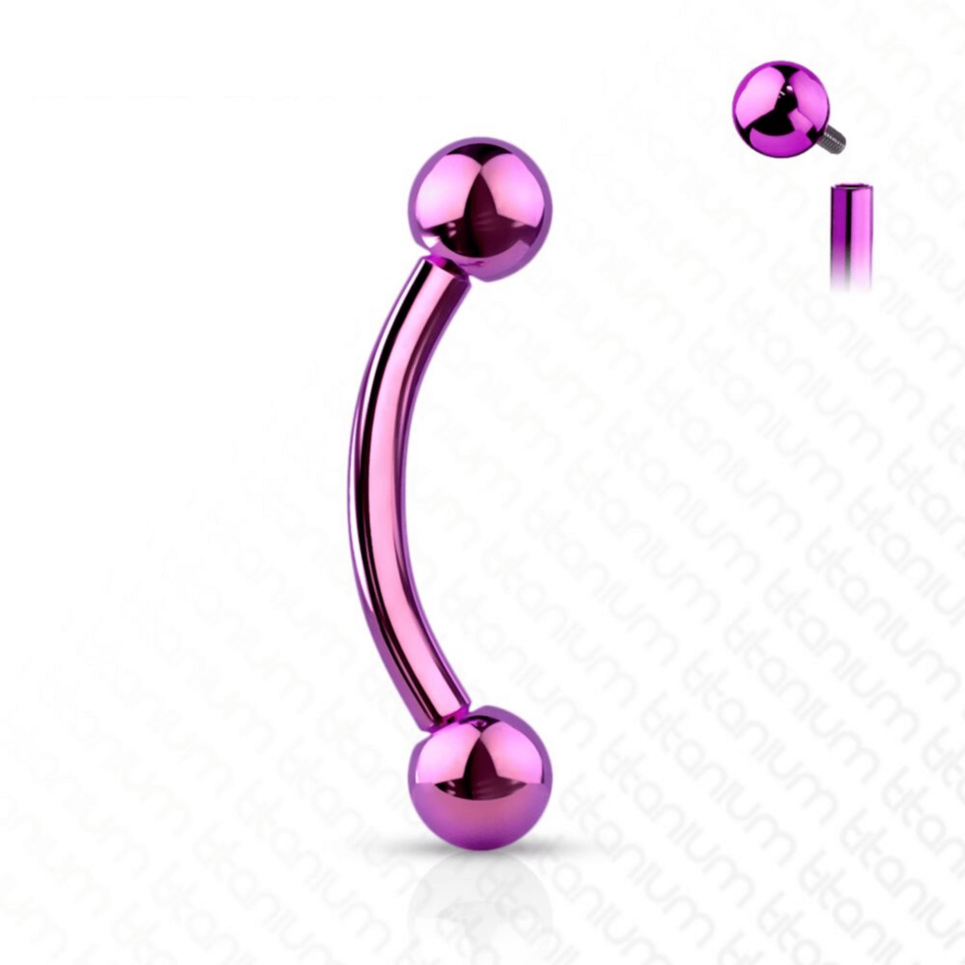 Titanium Purple Curved Internally Threaded Barbell with Ball