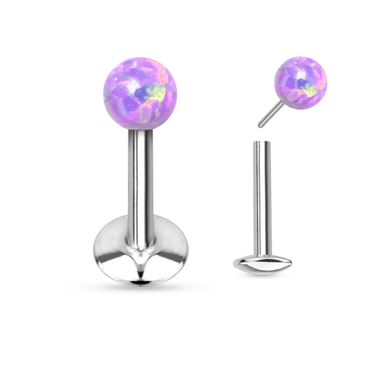 Titanium Purple Opal Ball Threadless Flat Back Earring