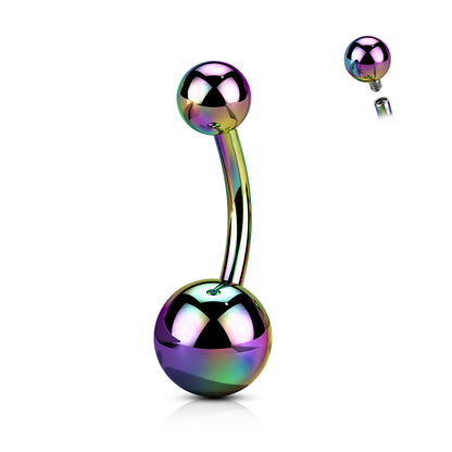 Titanium Rainbow Belly Button Barbell - Internally Threaded