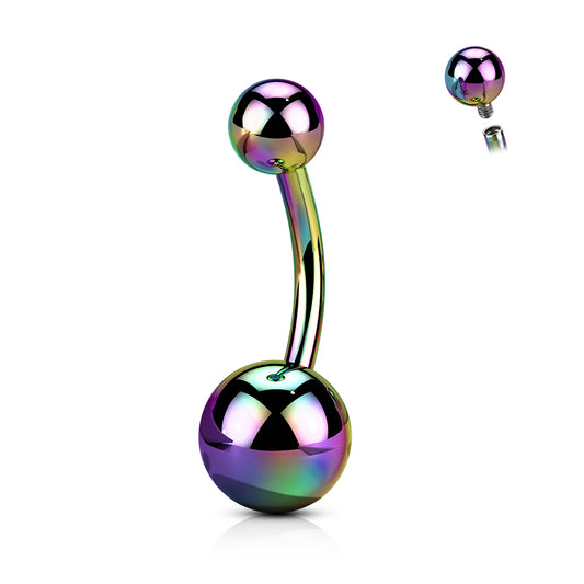 Titanium Rainbow Belly Button Barbell - Internally Threaded