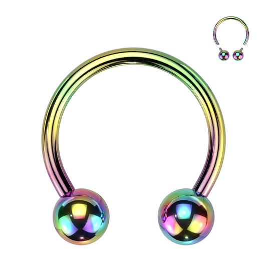 Titanium Rainbow Circular Internally Threaded Horseshoe Barbell