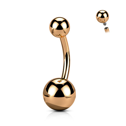 Titanium Rose Gold Belly Button Barbell - Internally Threaded