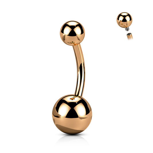 Titanium Rose Gold Belly Button Barbell - Internally Threaded