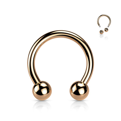 Titanium Rose Gold Circular Externally Threaded Horseshoe Barbell