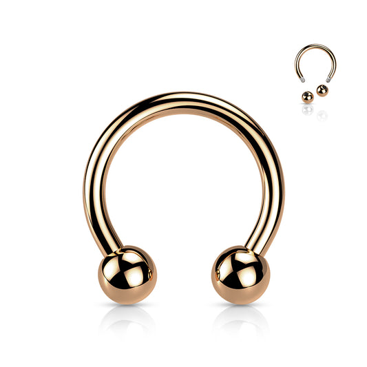 Titanium Rose Gold Circular Externally Threaded Horseshoe Barbell