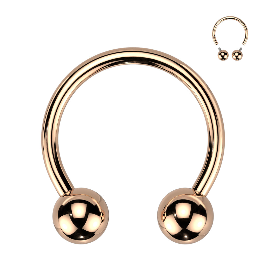 Titanium Rose Gold Circular Internally Threaded Horseshoe Barbell