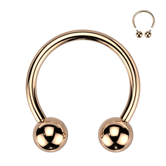 Titanium Rose Gold Circular Internally Threaded Horseshoe Barbell