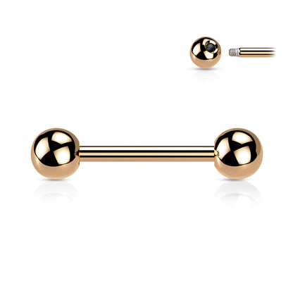 Titanium Rose Gold Externally Threaded Straight Barbell