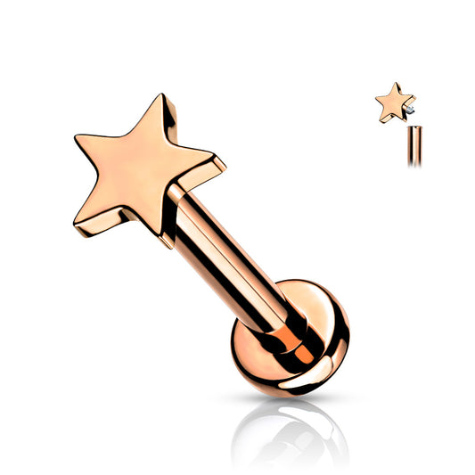 Titanium Rose Gold Micro Star Flat Back Stud 16g