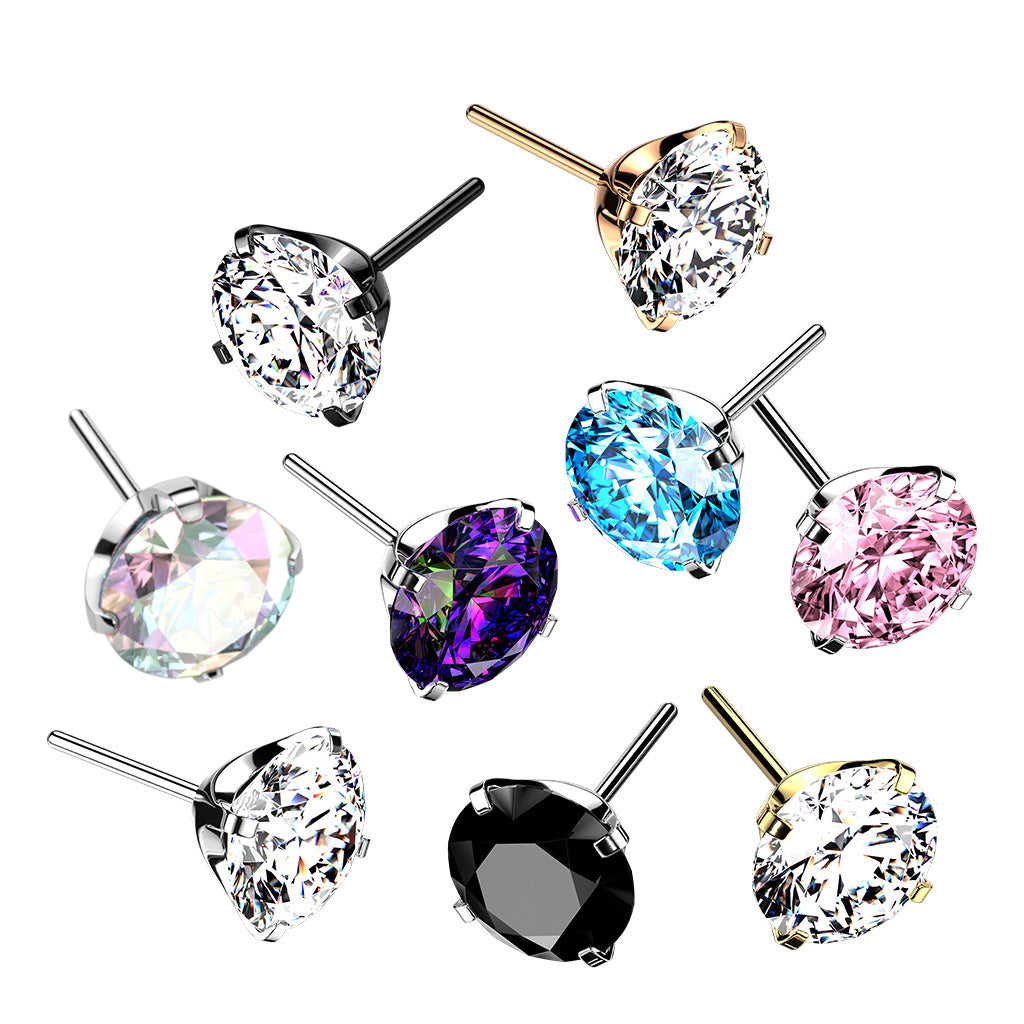 Titanium Round Prong Set Gem Threadless Jewellery Top