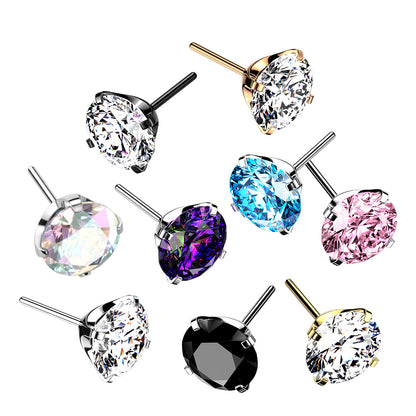 Titanium Round Prong Set Gem Threadless Jewellery Top