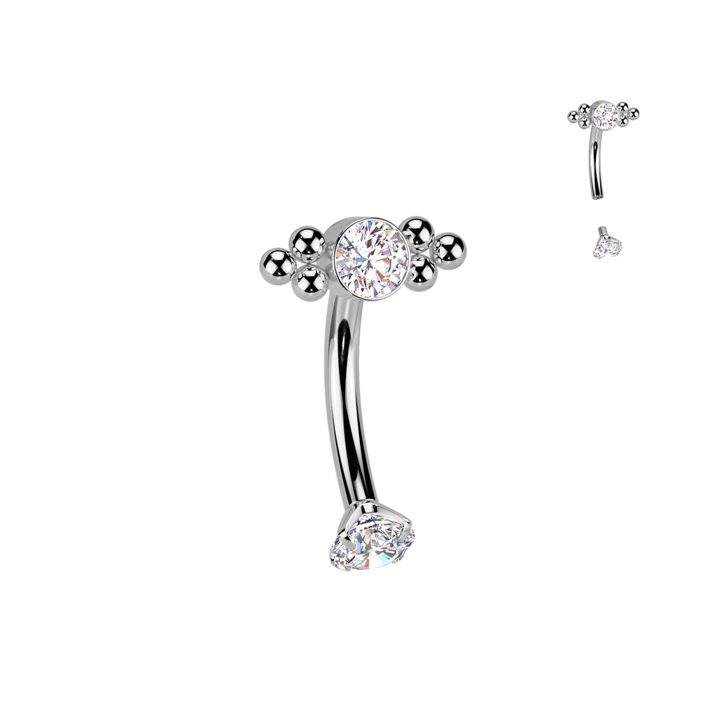 Titanium Silver Ball Design Curved Barbell 16g