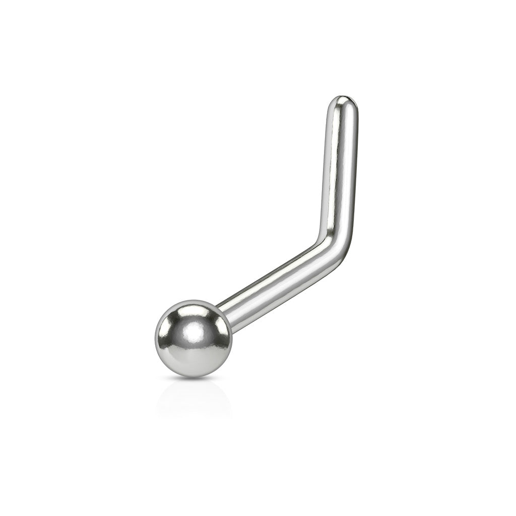 Titanium Silver Ball 'L' Bend Nose Stud