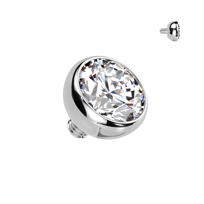 Titanium Silver Bezel Set Clear Gem Top