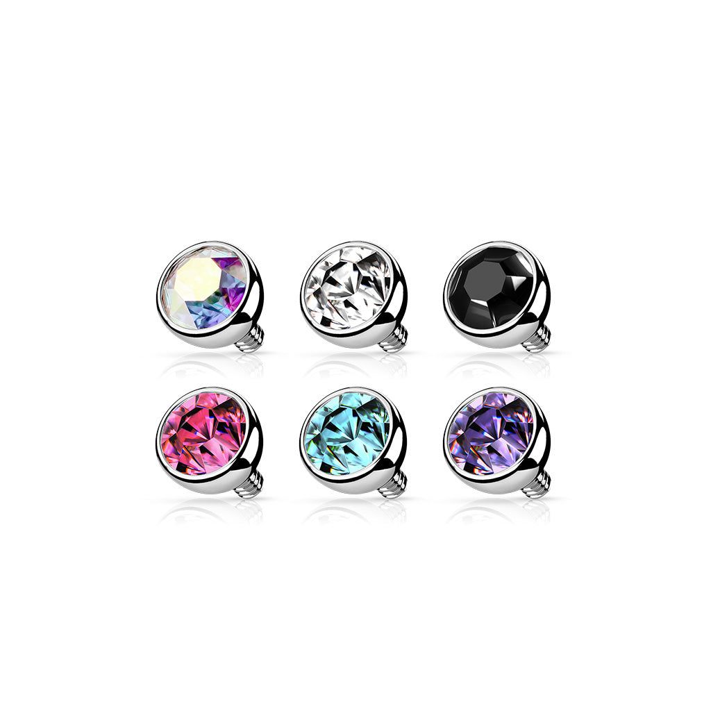 Titanium Silver Bezel Set Clear Gem Top range