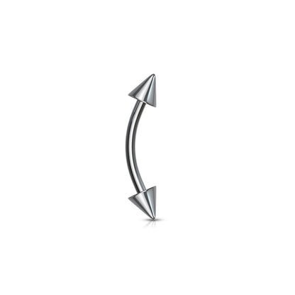Titanium Silver Curved Barbell with Spikes