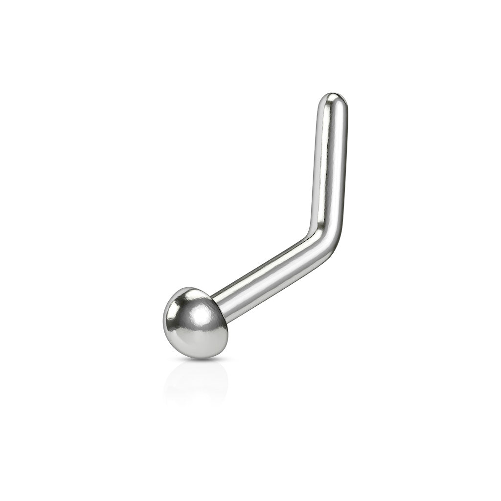 Titanium Silver Dome 'L' Bend Nose Stud