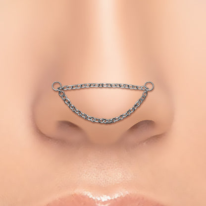 Titanium Silver Double Connector Chain - Ear & Nose