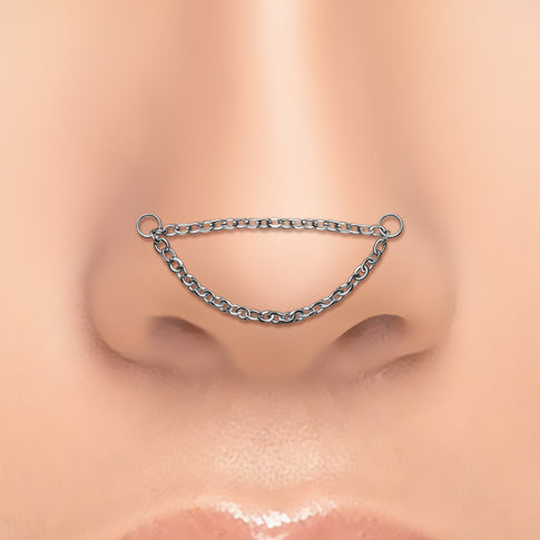 Titanium Silver Double Connector Chain - Ear & Nose
