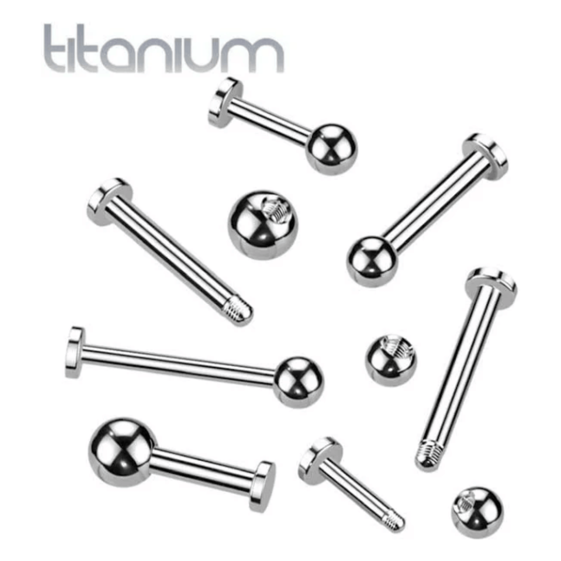 Titanium Silver Externally Threaded Flat Back Stud