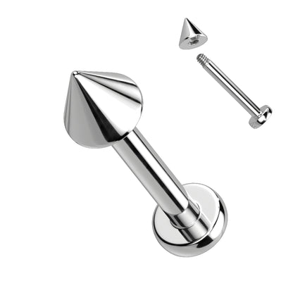Titanium Silver Flat Back Labret Stud with Spike