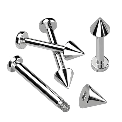 Titanium Silver Flat Back Labret Stud with Spike multiple