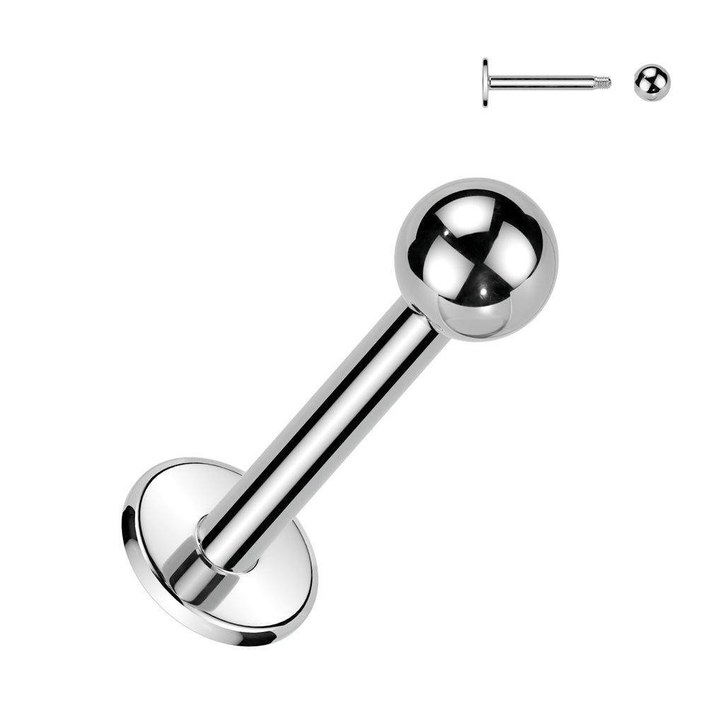 Titanium Silver Flat Back Stud with Ball