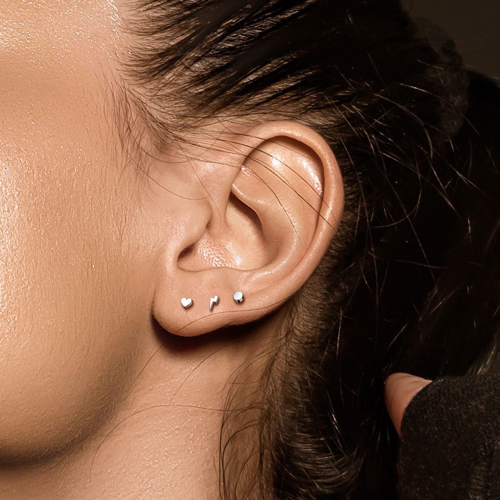 Titanium Silver Heart Flat Back Stud