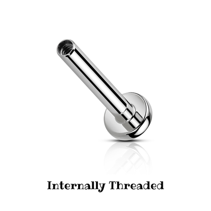 Titanium Silver Internally Threaded Flat Back Stud Post 16g-14g