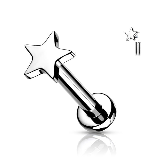 Titanium Silver Micro Star Flat Back Stud 16g