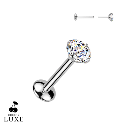 Titanium Silver Moissanite Gem Flat Back Stud
