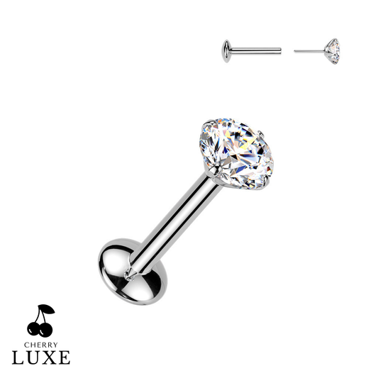 Titanium Silver Moissanite Gem Flat Back Stud