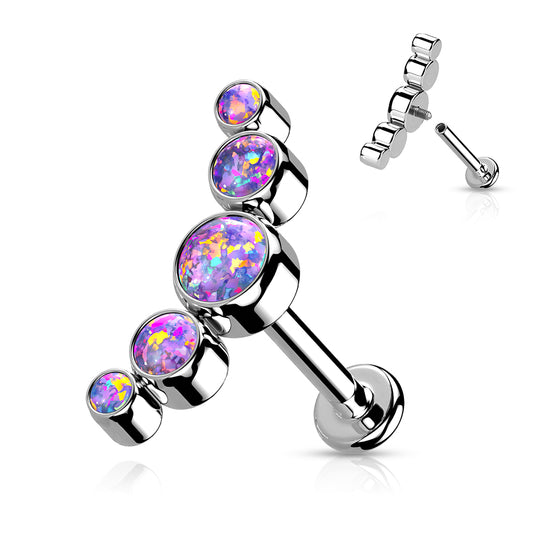 Titanium Silver Purple Opal Curved Flat Back Stud 16g