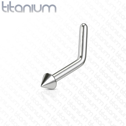 Titanium Silver Spike 'L' Bend Nose Stud 20g