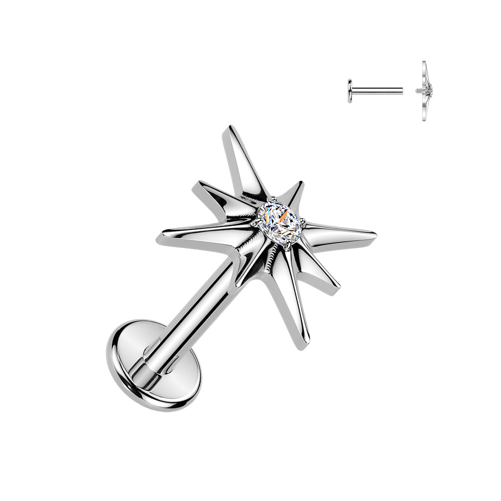 Titanium Silver Starburst Flat Back Stud