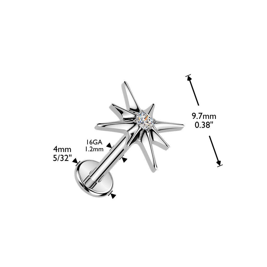 Titanium Silver Starburst Flat Back Stud dimensions