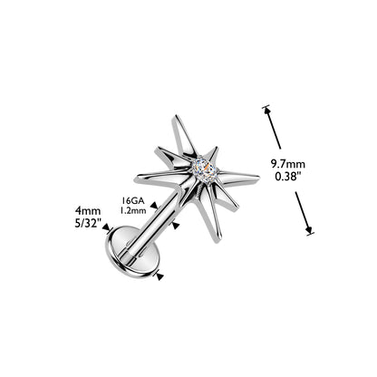 Titanium Silver Starburst Flat Back Stud dimensions
